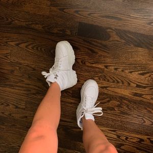 nasty gal white booties worn twice